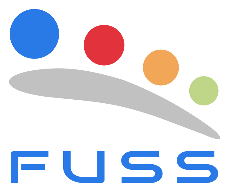 FUSS<br/><small>Sostenibilità digitale nella scuola</small><br/><small>Provincia Autonoma di Bolzano</small> logo
